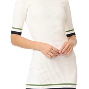 Veronica Beard White Dress with Green and Black Accents